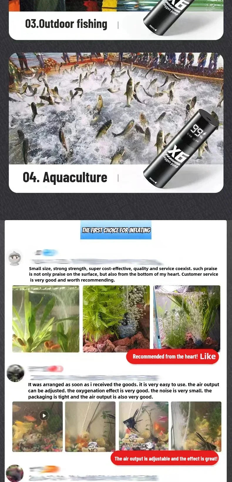 Aquarium Fish Tank Oxygen Pump Charging Dual-Purpose Air Pump Usb Lithium Battery Household Portable Fishing Mute 2400ma Outdoo