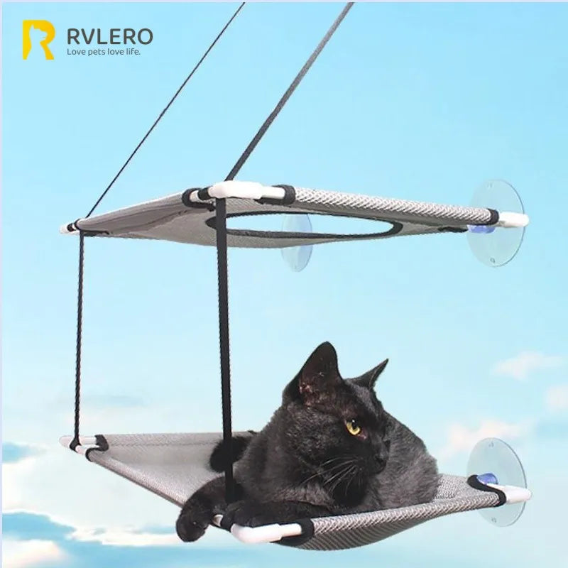 Cat Hammock Window Bed Kitten Sunny Seat Hanging Mount Beds Cat Sofa double-decker tunnels Suction Cup Wall Pet Hanging Winter - Play Paws Toys