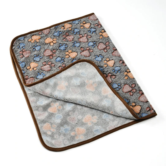 Warm Pet Cat Blanket Autumn Winter Cozy Thicken Fleece Kitten Footprint Bed Mat for Small Medium Big Cats Dog Chihuahua Supplies - Play Paws Toys