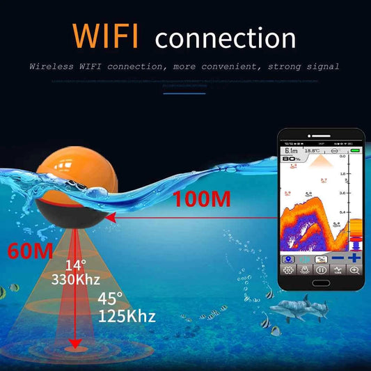 Erchang F68 WIFI Fish Finder 100M Wireless Fishing Sounder Echo Sounder Detect Finder fishing for Lake Sea Fishing IOS& Android