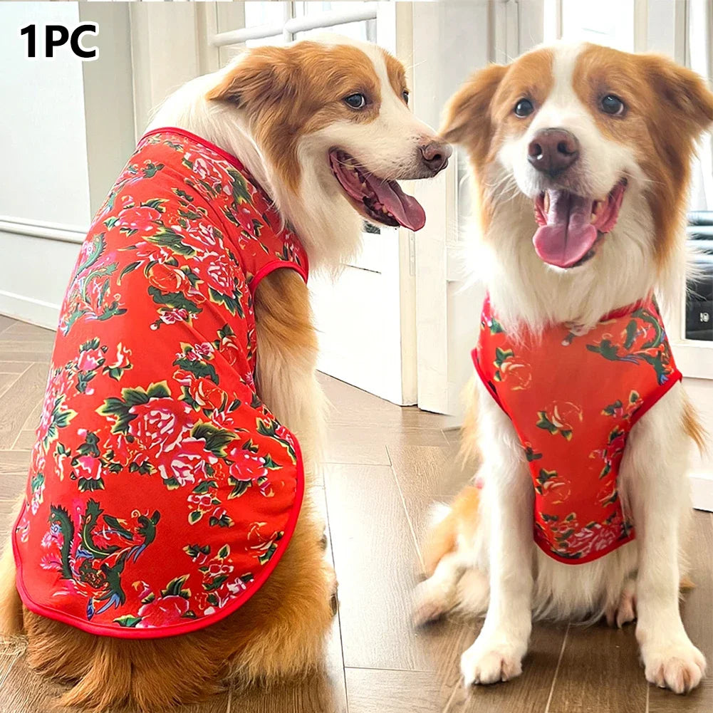 L-7XL  Dog Vest Cute Print Breathable Thin T-Shirt For Medium Large Dog Fashion Vest Large Dog Golden Retriever Clothes