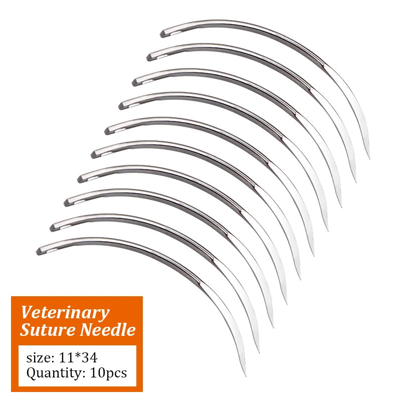 Suture Needle Bending Needle Veterinary 10Pcs Absorbable Suture Thread 1M Animal Husbandry Veterinary Tools Sheep Cow Livestock