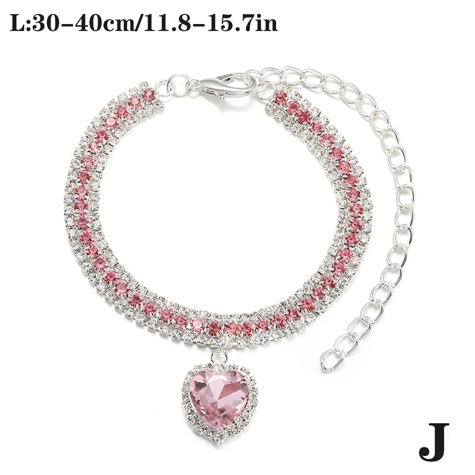 Luxury Rhinestone Dog Cat Collar Crystal Bling Pet Necklace Adjustable Heart Pendant Jewelry for Puppy Kitten Accessories