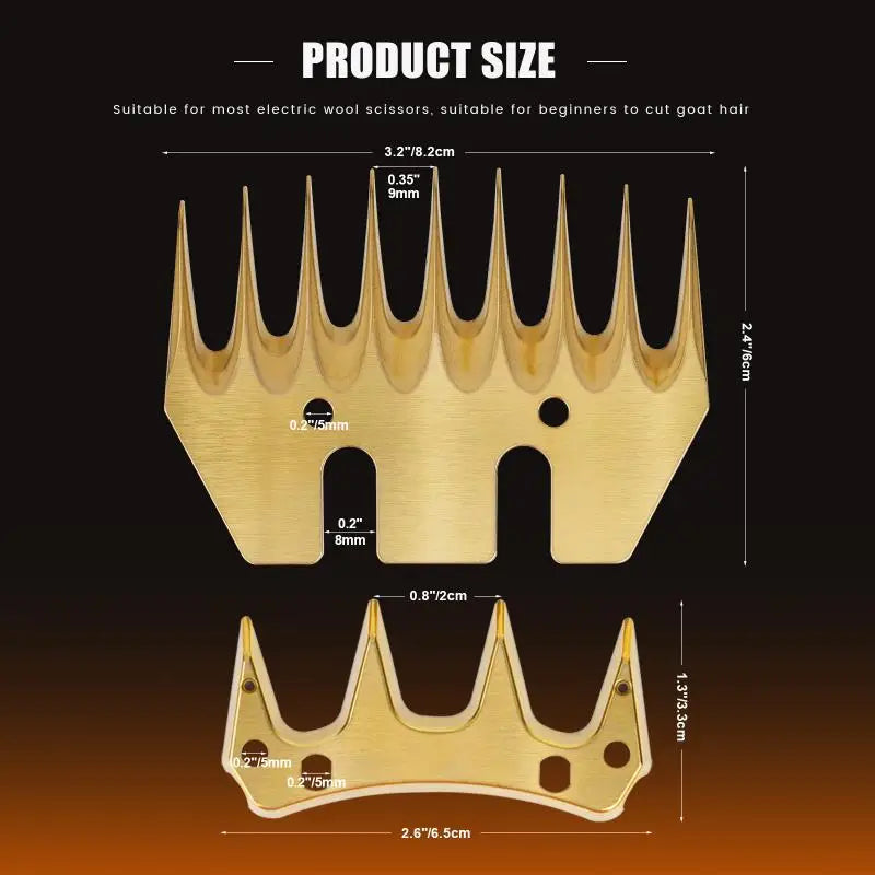 9 Teeth Stainless Steel Golden Sheep Shears Comb Cutter Wool Scissors Blade Goats Comb Cutter Straight/curved Wool Blade Tools