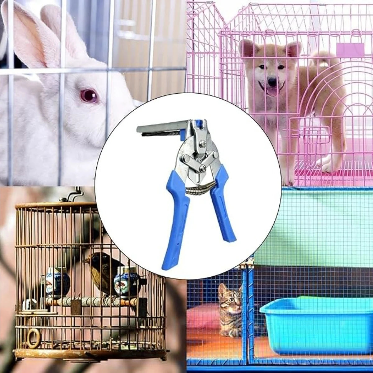 Hog Ring Pliers Kit with 600pcs Type M Clips, for  Repair Fencing Animal Cages Kit Clamp Upholstery & Wire Railing Hand Tools