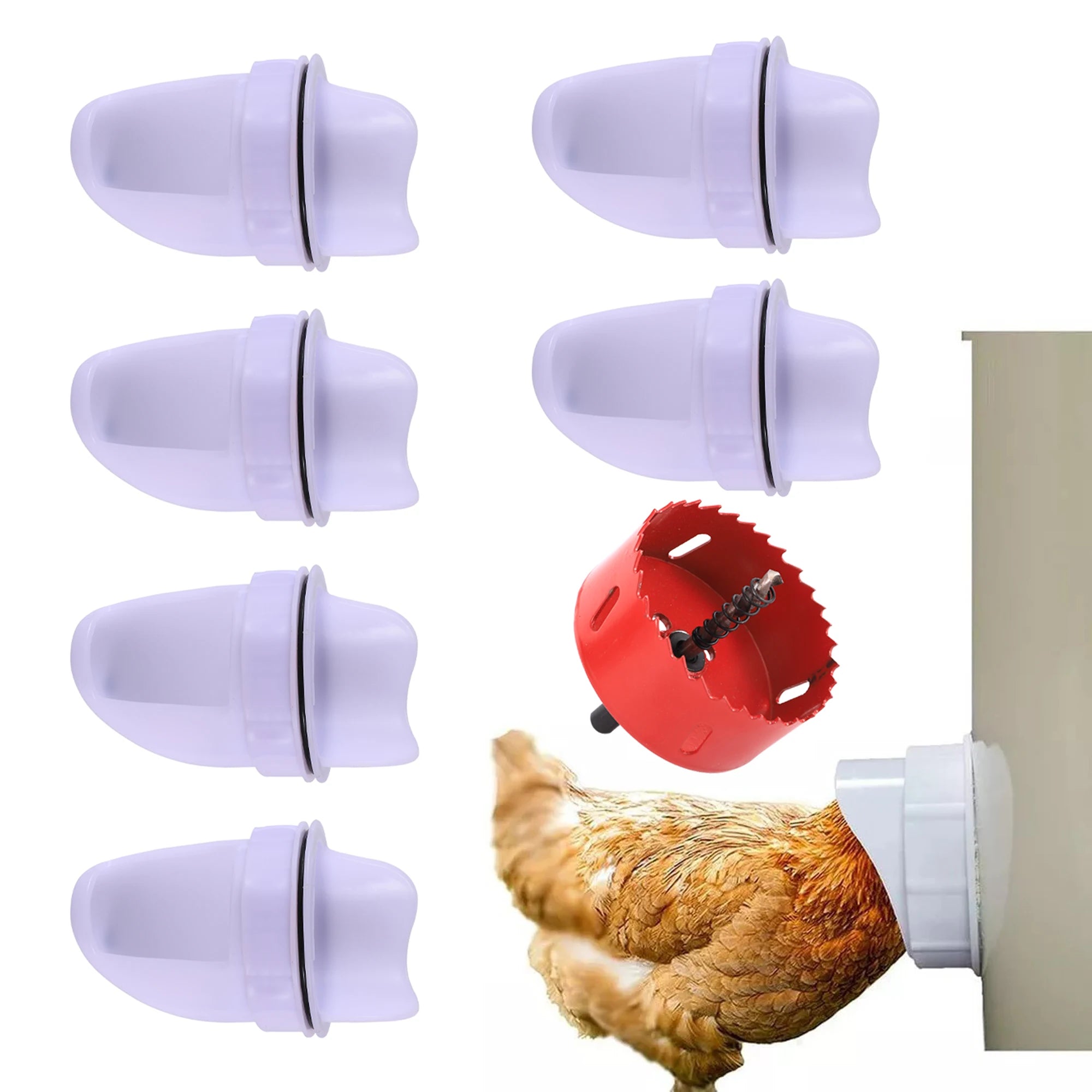 Chicken Feeder Poultry Feeding Supplies DIY Rain Proof Poultry Feeder Port Gravity Feed Kit For Buckets Barrels Bins Troughs