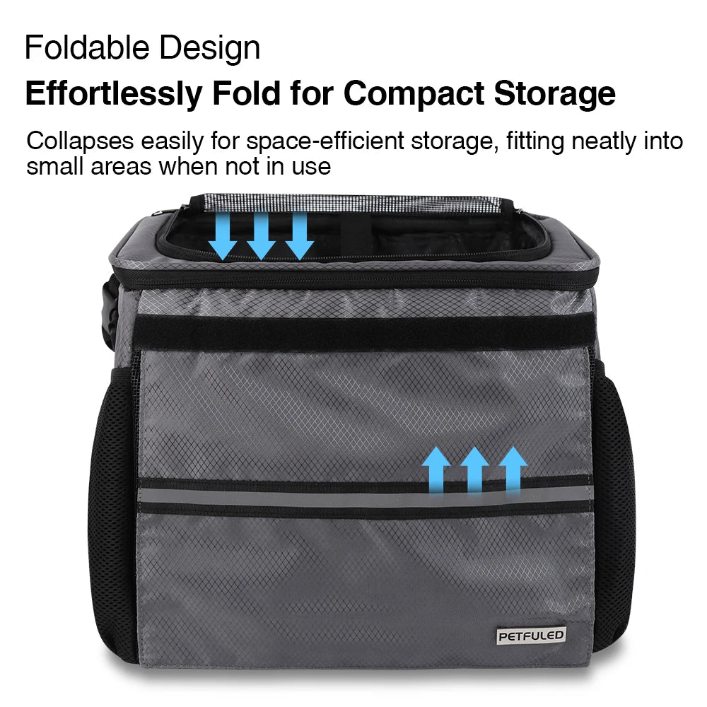 Bicycle Front Basket Pet Dog Carrying Bag Removable Suspension Folding Duffel Bag with 15 Lbs Weight Capacity for Cycling