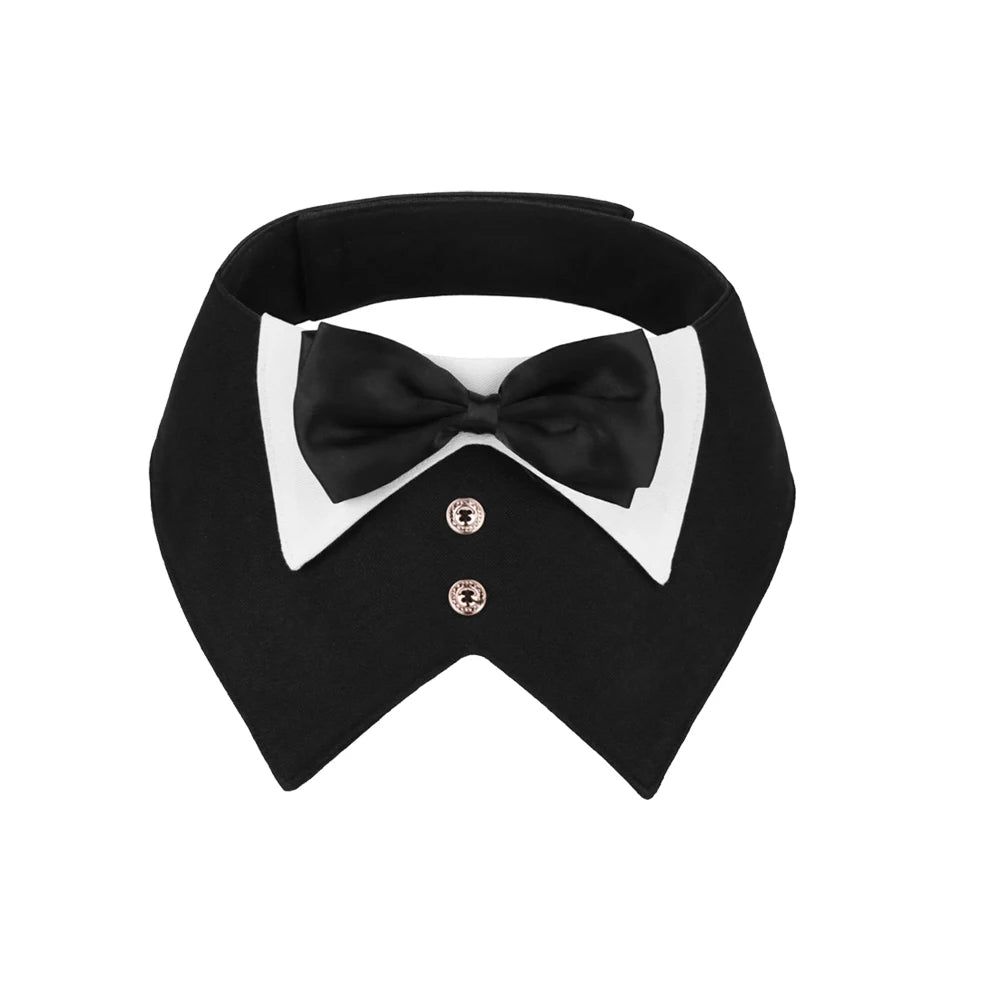 Sucado Dog Tuxedo Suit Bandana, Wedding Birthday Costume Dog Bowtie Collar, Pet Tux Bandana Collar for Small Medium Large Pets