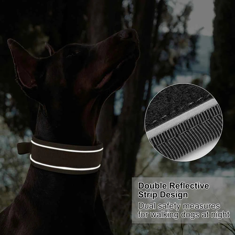 6.5cm Wide Tactical Dog Collar Adjustable, Military Nylon with Control Handle, Heavy Duty Reflective for Large Medium Dogs