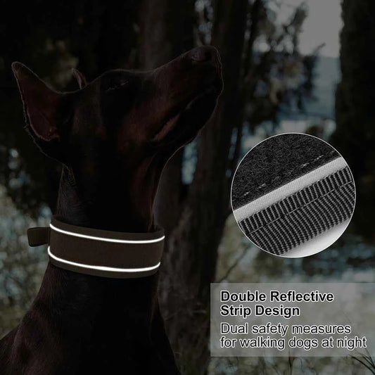 6.5cm Wide Tactical Dog Collar Adjustable, Military Nylon with Control Handle, Heavy Duty Reflective for Large Medium Dogs