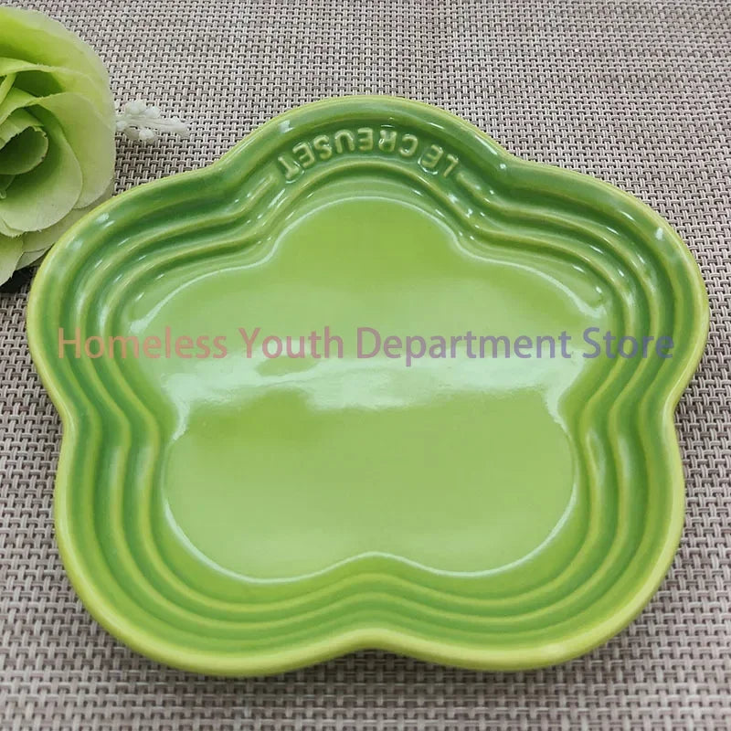 14cm Plum Blossom Small Plate Sauce Plates French Cool Color Cake Dish Gradual Spit Bone Dishs Tableware Ceramic Dessert