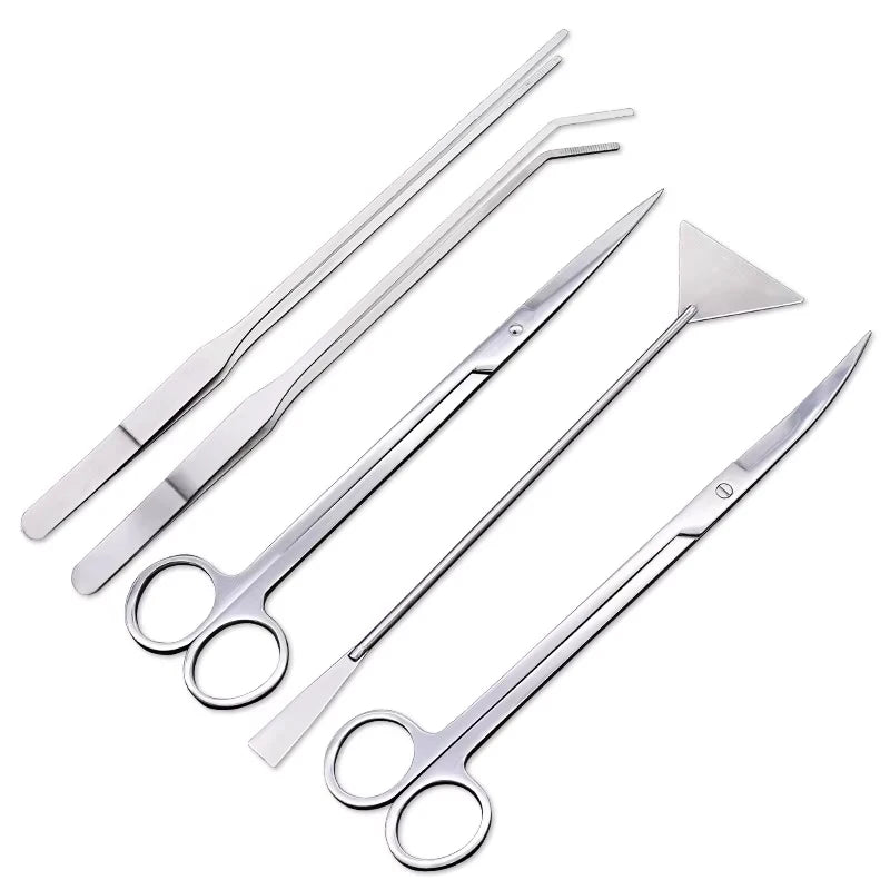 Aquarium Scissor Tools Set Wave Scissors Tweezers Plants Grass Stainless Cleaning Tools Fish Tank Shovels Aquarium Accessories