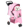 JHK 3 Wheels Foldable Pet Stroller for Small Dogs and Cats Stroller with Mesh Windows Storage Basket Cup Holder for Outdoor Use - Play Paws Toys