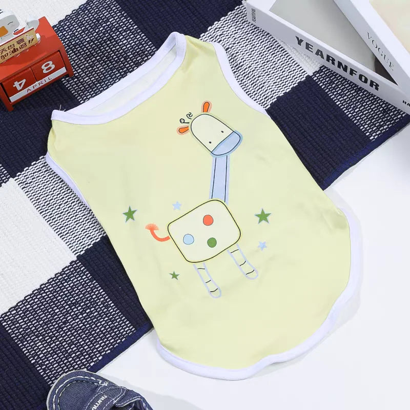 Cute Summer Pet Dog Cooling Vest Cartoon Soft Clothing Summer Casual Shirts Small Medium Large Dogs Puppy French Bulldog Clothes