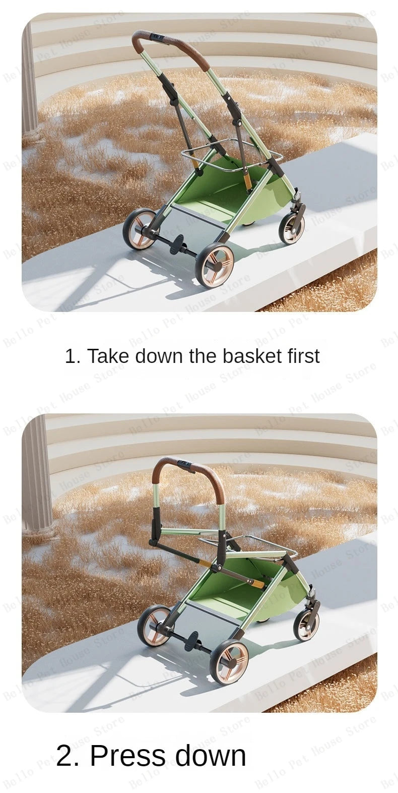 Detachable Pet Stroller Ultra-light Portable Outdoor Cat and Dog Stroller Aluminum Alloy Frame Four-wheel Shock Absorber - Play Paws Toys