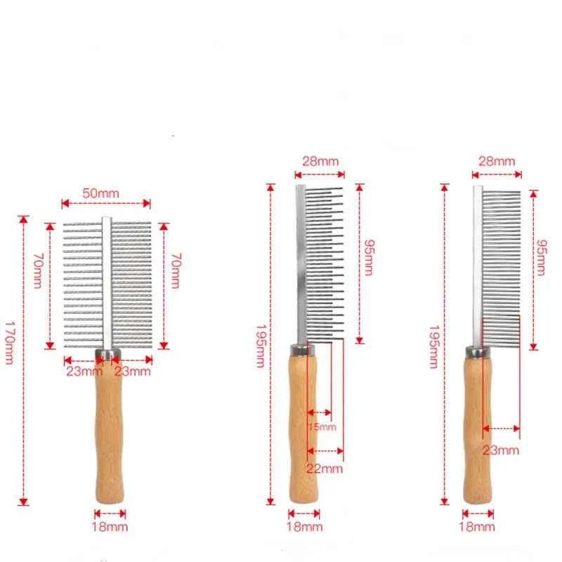 Cat Comb Stainless Steel Cat Brush Dog Hair Brush Wood Handle Pet Hair Remover Cats Comb Pet Grooming Cleaning Tools Accessories
