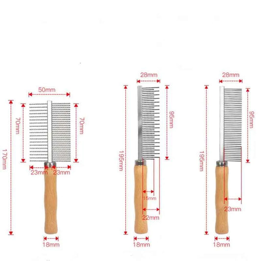 Cat Comb Stainless Steel Cat Brush Dog Hair Brush Wood Handle Pet Hair Remover Cats Comb Pet Grooming Cleaning Tools Accessories
