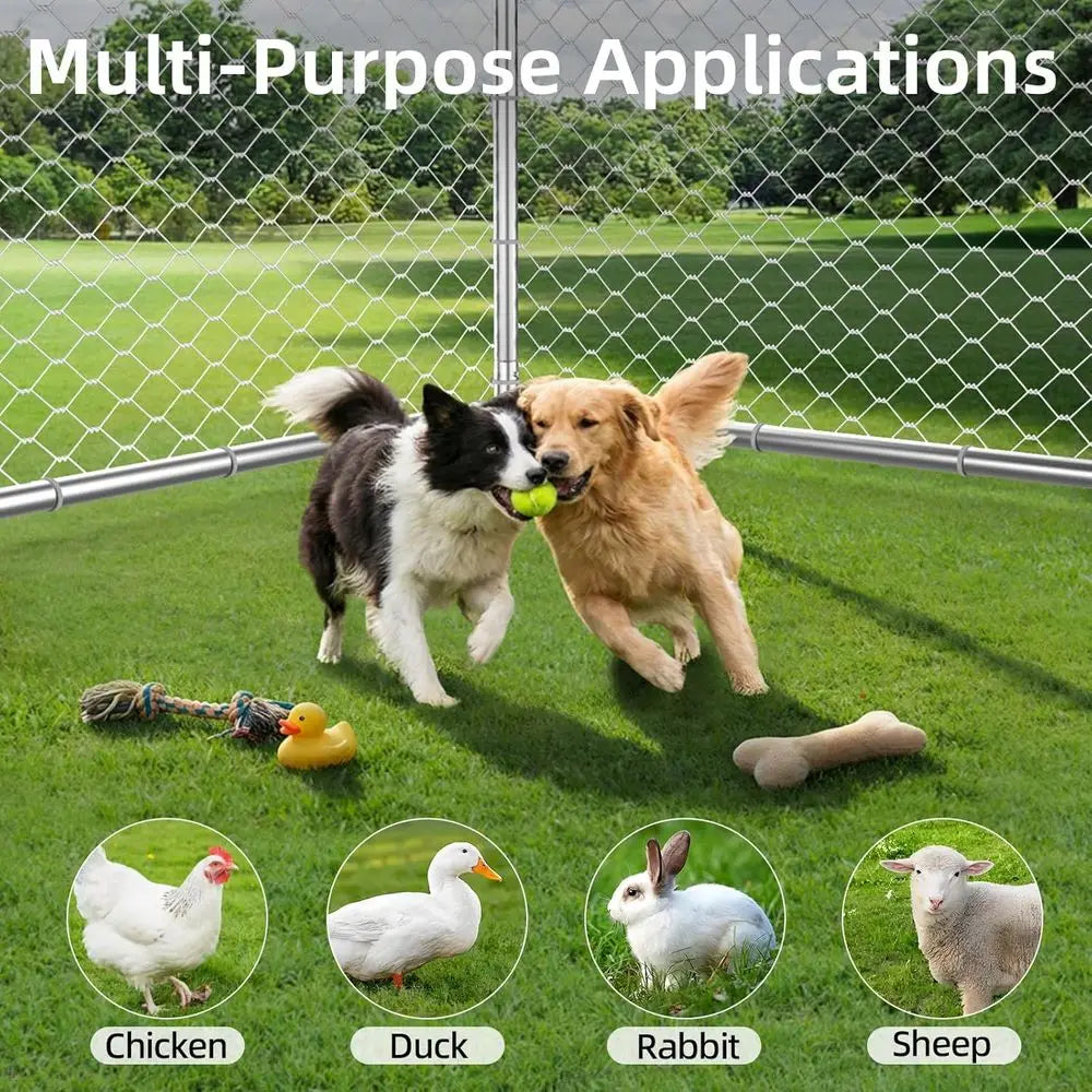 Large Outdoor Dog Kennel - Heavy Duty Enclosure with Waterproof Cover and Security Lock (93x93x63in)