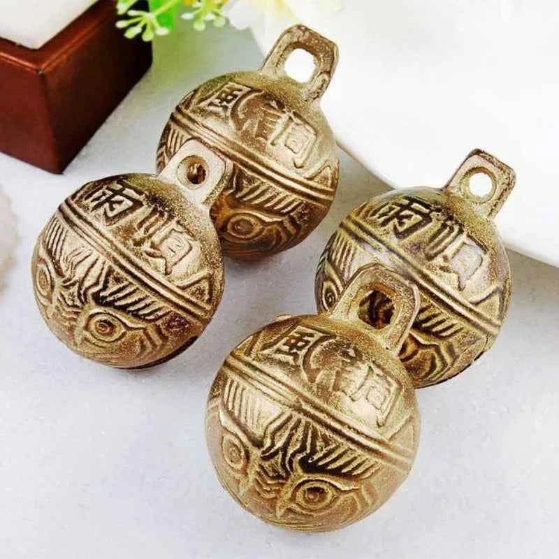 1/2PCS 38mm Excellent Chinese Tibetan Bell Tiger Gift Great Lucky Feng Shui Bell Head Brass Charming Bells