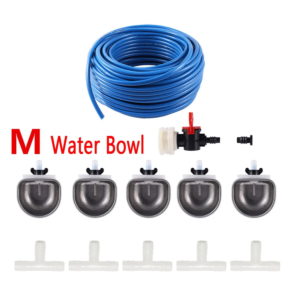 5M Hose with Rabbit Drinker Kit Rabbit Breeding Equipment Anti-scratch Drinking Water Bowl Rabbit Fox Nipple Drinking Water Box
