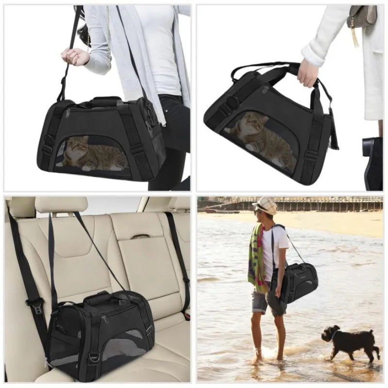Cat Bags Soft-Sided Portable Dog Carrier Mesh Breathable Carrier Bags for Cats Dogs Comfort Foldable Handbag Pet Transport Bag - Play Paws Toys