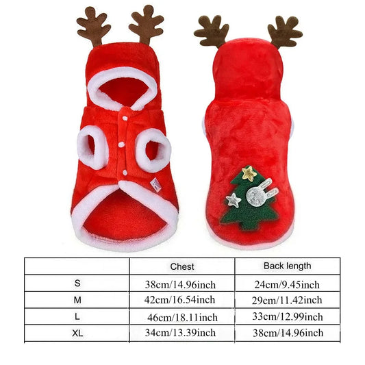1pc Cat Christmas Clothes Winter Warm Pet Clothes for Small Medium Dogs Elk Santa Claus Dog Cats Coat Christmas Dogs Costume - Play Paws Toys