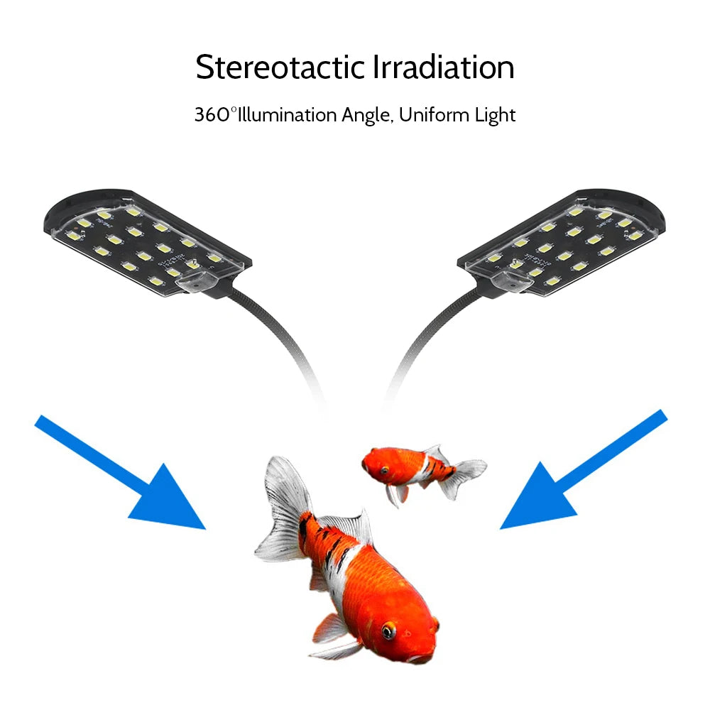 AC220V 10W 32 LED Dual-end Aquarium Light Fish Jar Lamp Flexible Bendable Illumination Angle White Portable