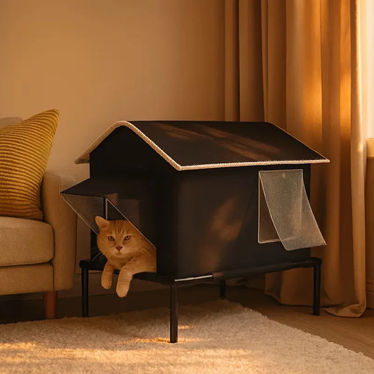 Elevated Pet House-Bed Moisture-Proof Design Cat House Weatherproof for Indoor or Outdoor Use Fits Small or Medium Pets - Play Paws Toys