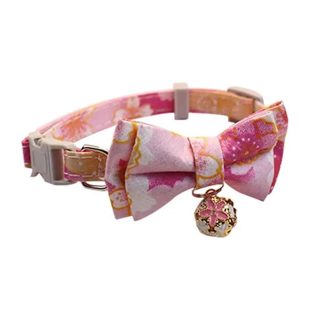 Lattice Bow Pet Cat Collar With Bell Adjustable Pet Collar Bownot Safety Necklace for Puppy Kitten Cat Cute Pattern Pet Supplies