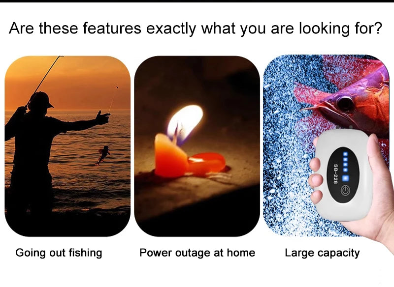 SOBO Aquarium Fish Tank Oxygen Air Pump Compressor Charging Silent USB with Battery Portable Fishing Oxygenator Outdoor Air Pump
