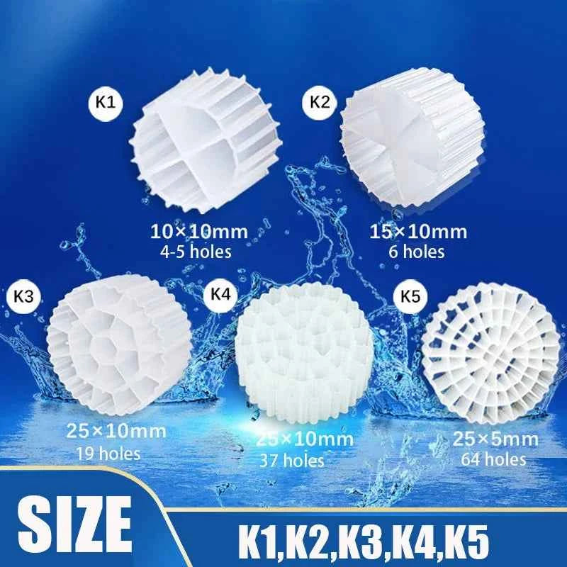 K1 K2 K3 K4 K5 Mbbr Aquarium Koi Pond Plastic Biochemical Filter Media Fluidized Bed Fish Tank Tumble Filter Accessories