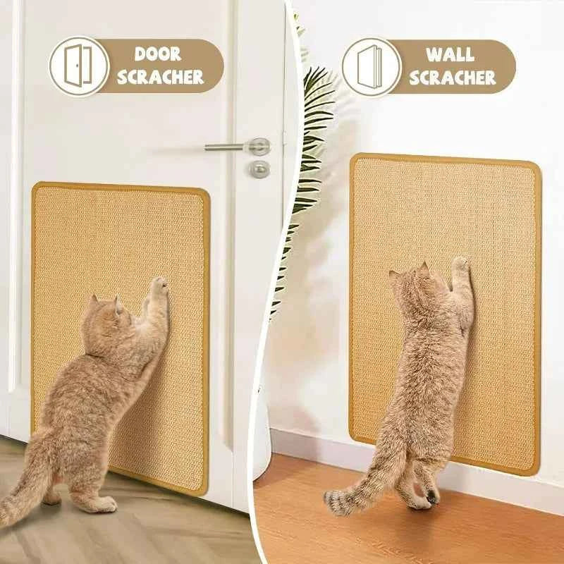 1/4PCS Cat Scratcher Mats Natural Sisal Anti-slip Cat Scratching Pads Furniture Carpet Wall Protector Pads with Textured Surface