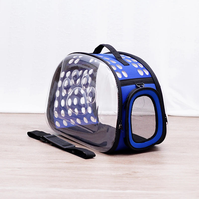 Transparent Foldable Outdoor Pet Travel Carrier Bag Handbag Puppy & Kitten Capsule Transparent Portable Shoulder Strap Bag - Play Paws Toys