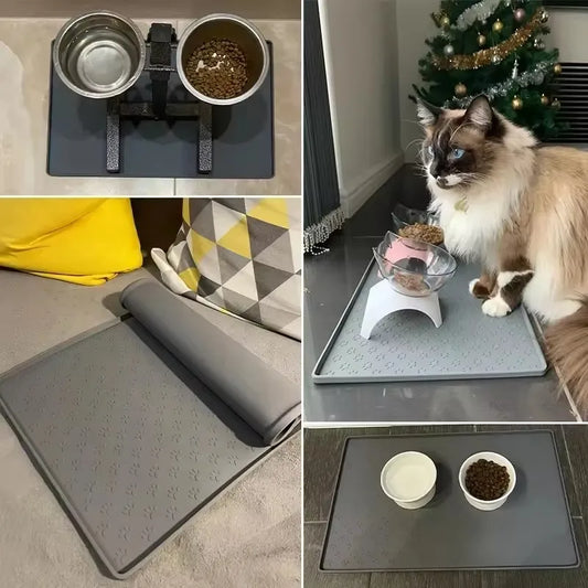 Pet Placemat Cat Dog Drinking Feeding Placemat Feeder Mats Cat Feed Mat Dog Food bowl Mat Silicone Waterproof Pet Bowl Pad - Play Paws Toys