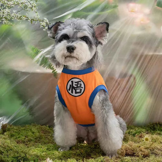 Goku Symbol Dog Tank Top Single Sided 2D Print Blouse Sleeveless Cool and Breathable Pet Vest for Small Medium Large Dogs Gift