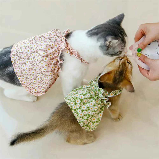 2025 Summer Cotton Sphynx Cat Suspender Skirt Love Flower Pet Princess Dresses for Cats Dog Dress Clothes