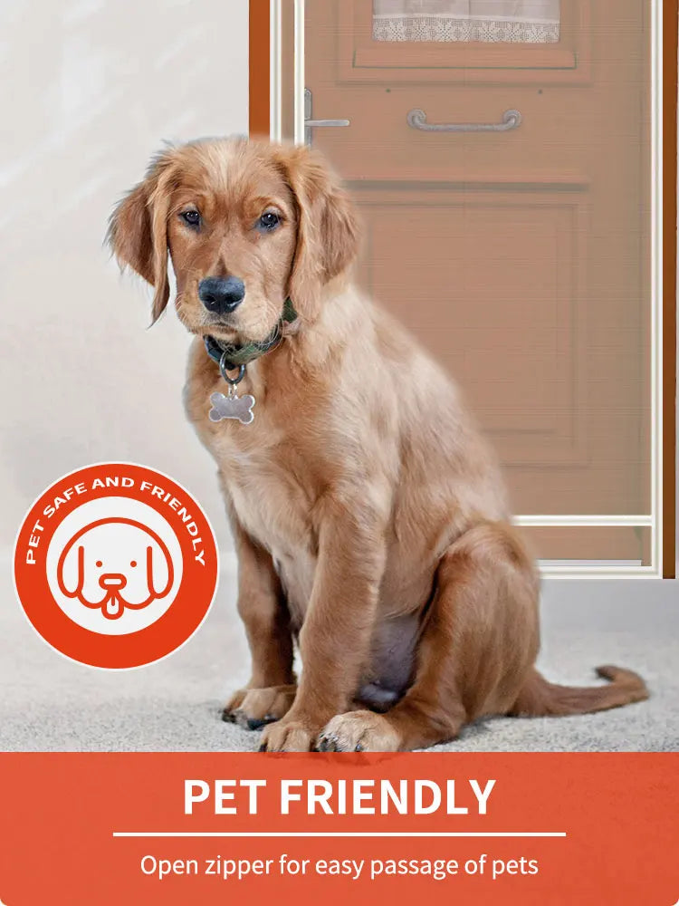 Reinforced heavy duty cat screen door, thickened cat scratch mesh to prevent scratching, U-shaped with bilateral zippers