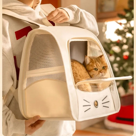 Cat Bag Outing Travel Pet Backpack Cabin Cat Schoolbag Shoulder Cage Multifunctional Bag Car Folding Soothing Anti-scratch - Play Paws Toys