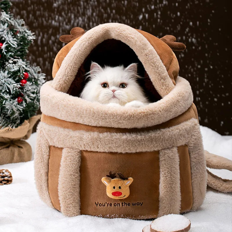 Portable Pet Cat Fall And Winter Speculation Handbag Warm Backpacks Dog Bag Autumn And Winter Warm And Windproof  Crossbody Bag - Play Paws Toys