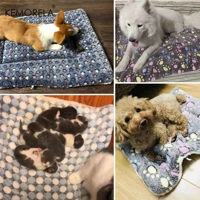 KEMORELA Flannel Pet Sleeping Mat Dog Bed Winter Puppy Bed Dog Sofa Mattress Cushion for Small Large Dog Blanket Pet Supplies
