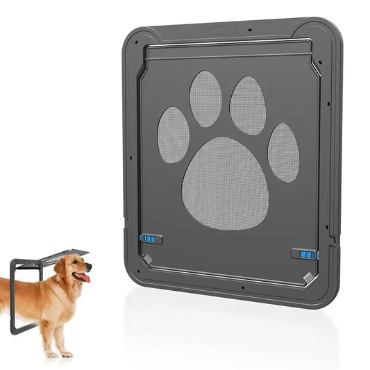 Pet Door Safe Lockable Magnetic Screen Outdoor Dogs Cats Window Gate House Enter Freely Fashion Pretty Garden Easy Install - Play Paws Toys