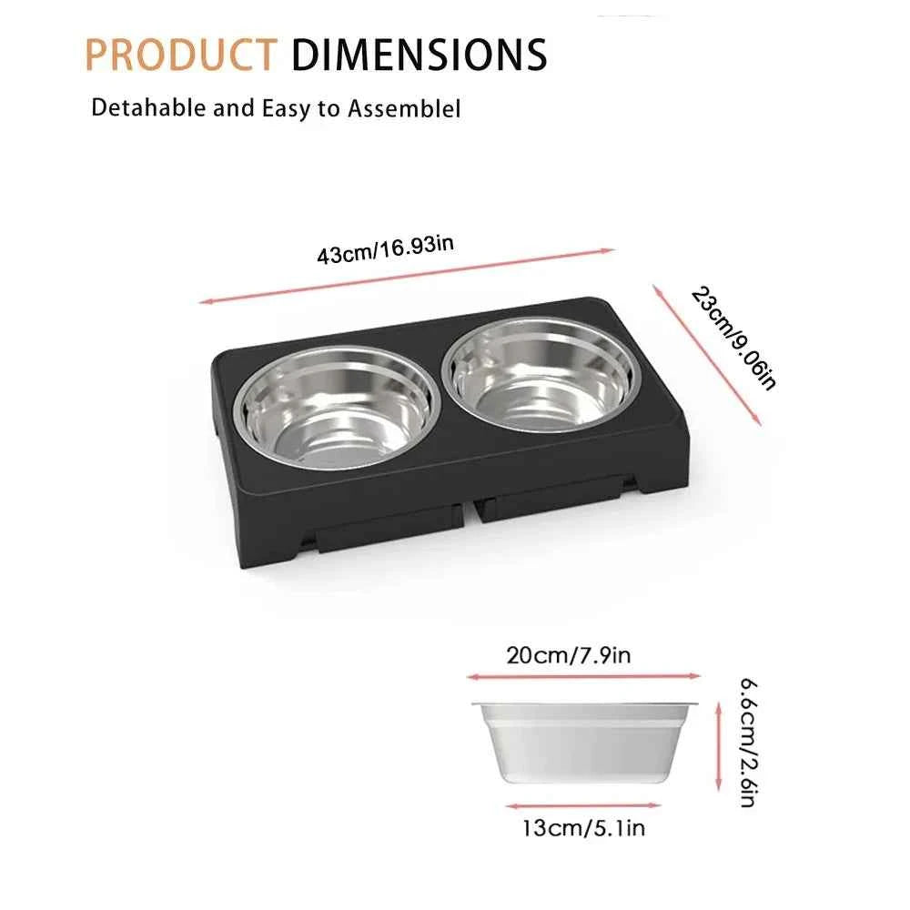 Elevated Dog Feeder Bowls Adjustable Raised Stand with Double Stainless Steel Food Water Bowls Small Medium Large Dogs