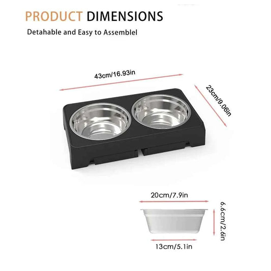 Elevated Dog Feeder Bowls Adjustable Raised Stand with Double Stainless Steel Food Water Bowls Small Medium Large Dogs