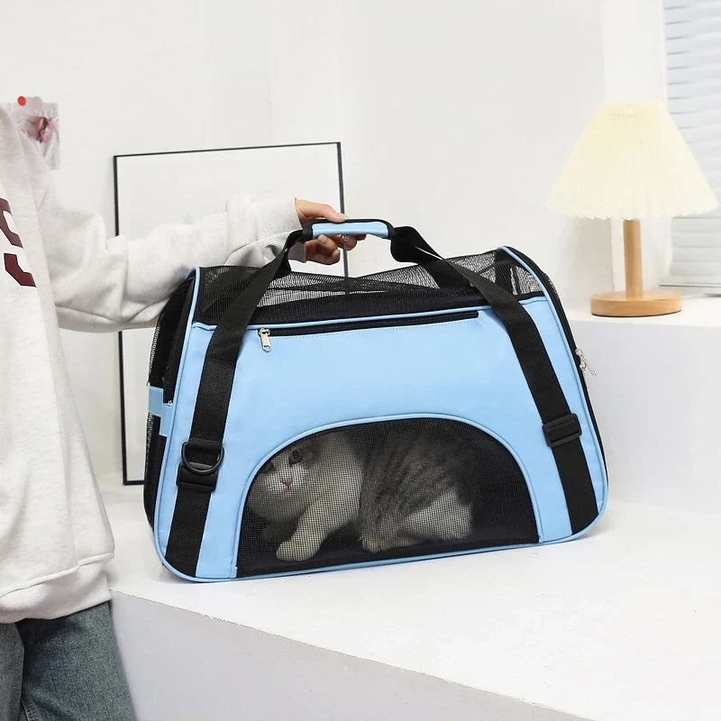 Cat Bags Portable Dog Carrier Bag Mesh Breathable Foldable Cats Carrier Bag Travel Breathable Transport Handbag - Play Paws Toys