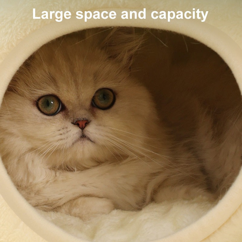 New Pet Nest Winter Warm Dog Den Cat Villa Plush Pets Mattress Small Frog Shape Semi Enclosed Kitten Puppy House Pet Supplies - Play Paws Toys
