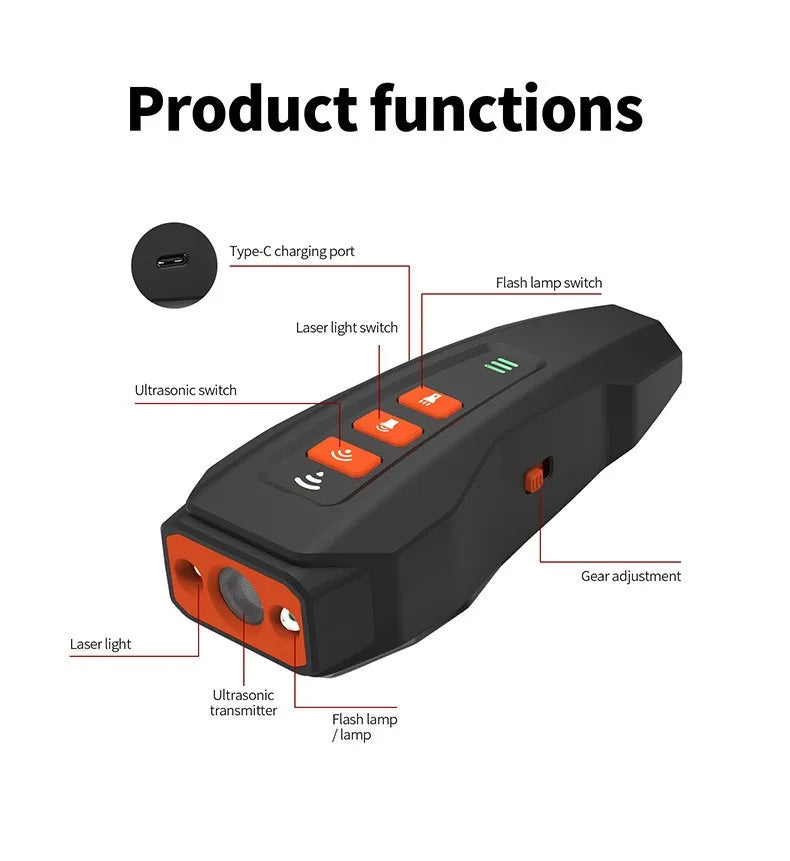 New handheld portable non-barking device led light flash ultrasonic trainer flashlight lighting dog training device
