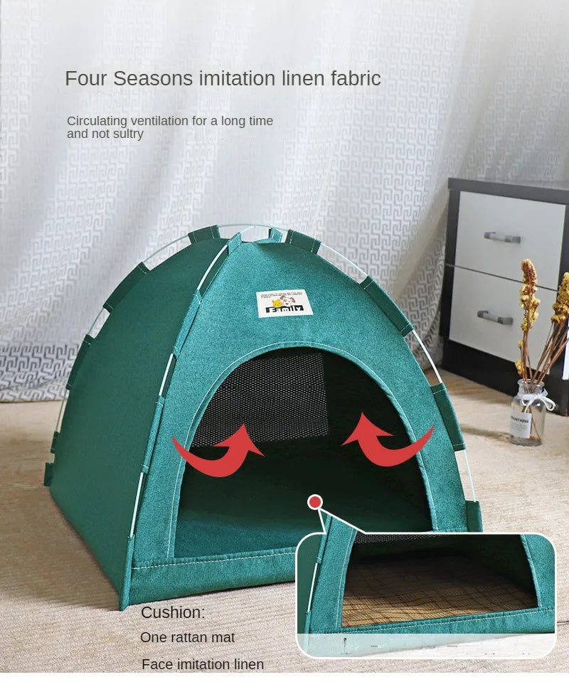 Foldable Cat House Pet Tent Four Seasons Universal Cat and Dog Pet Nest Summer Cool Mat Outdoor Portable Foldable Breathable - Play Paws Toys
