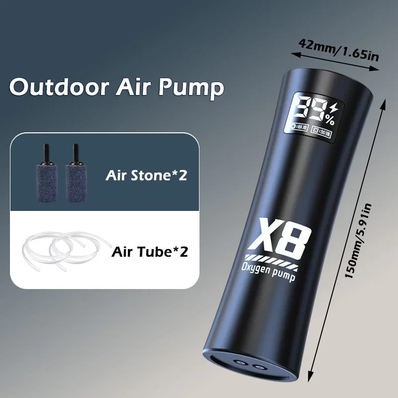 Aquarium Fish Tank Oxygen Pump Charging Dual-Purpose Air Pump Usb Lithium Battery Household Portable Fishing Mute 2400ma Outdoo