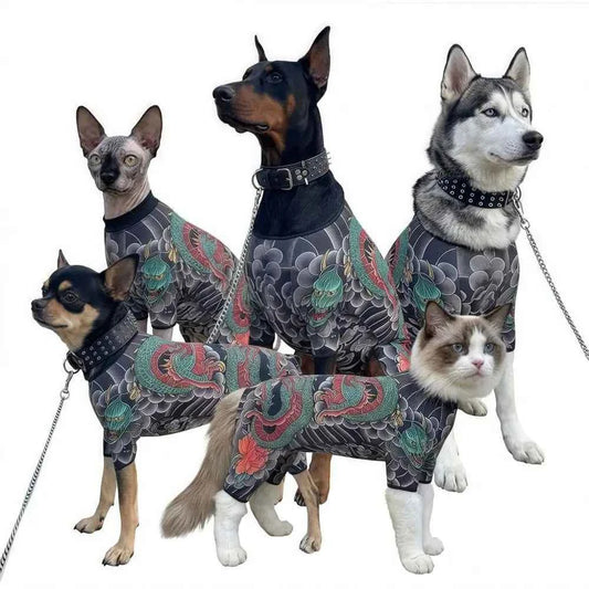 Creativity Four Seasons Dog Cat Tattooed Vest Lifelike Breathable Pet Jacket Funny Cool Pet Clothes For Pet S To 6XL