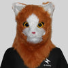 Movable Mouth Cat Head Mask Animal Latex Cute Helmet  Artificial Fur for Halloween Costumes Party Props Adult Size